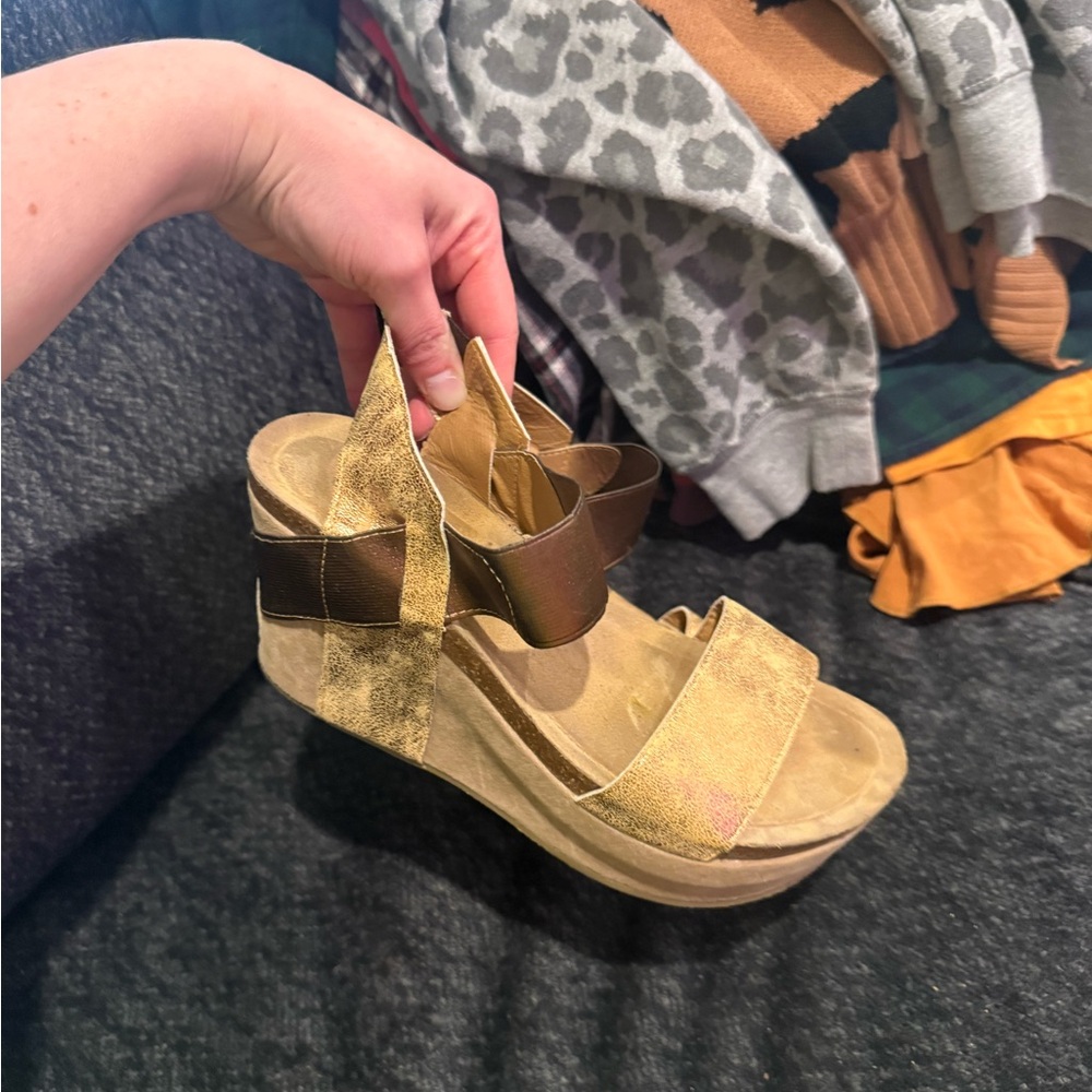 Gold Platform Wedge Sandals